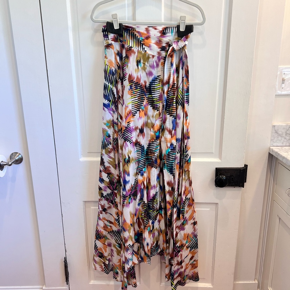 Maria Cher Vibrant Multicolor Wrap Maxi Skirt